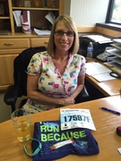 Practice Manager at Orthopaedic Specialists, Tisha Robison, enjoys an energy drink the day before she runs the 2015 Kentucky Derby Mini Marathon.