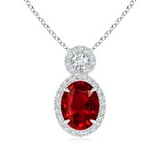 Claw Set Halo Ruby Infinity Pendant