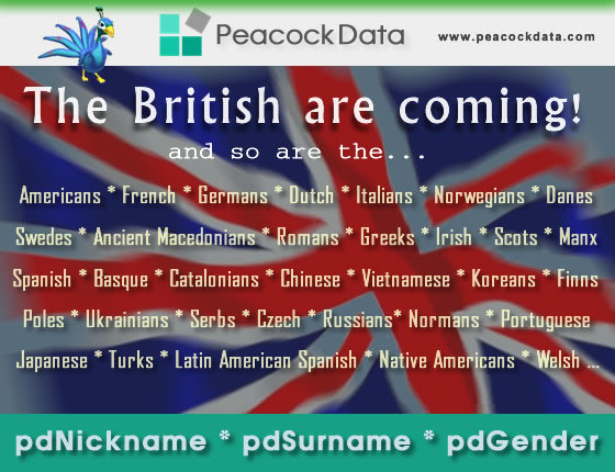 Combined, Peacock Data's three name products cover more than 600 languages, dialects, ethnic groups, and races.