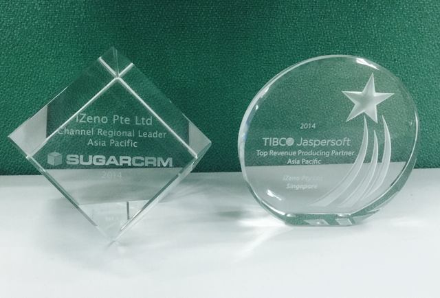 iZeno recognized by SugarCRM and Tibco Jaspersoft for partnership 2014.