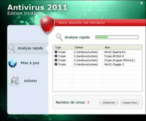 Antivirus 2011 Edition limitée runs a fake system scan