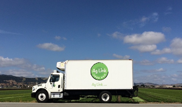 One of Ag Link's new Food Hub trucks picking up fruit and veggies