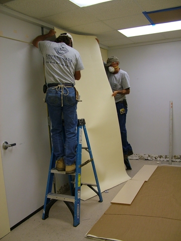 Two HCC maintenence staff members were able to complete the Acoustiblok-Wallcover installation in less thhan two days.