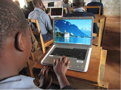 Kenyan student using AwareBase Laptop