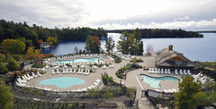 Outdoor swimming pools at JW Marriott The Rosseau Muskoka Resort & Spa in Muskoka, Ontario, Canada.