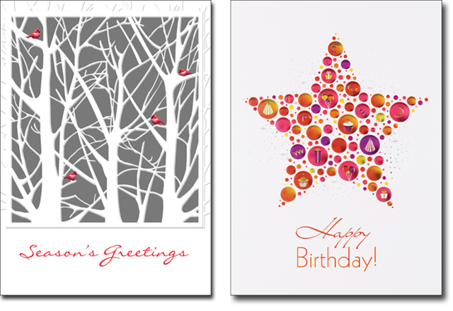 Season's Greetings and Happy Birthday cards