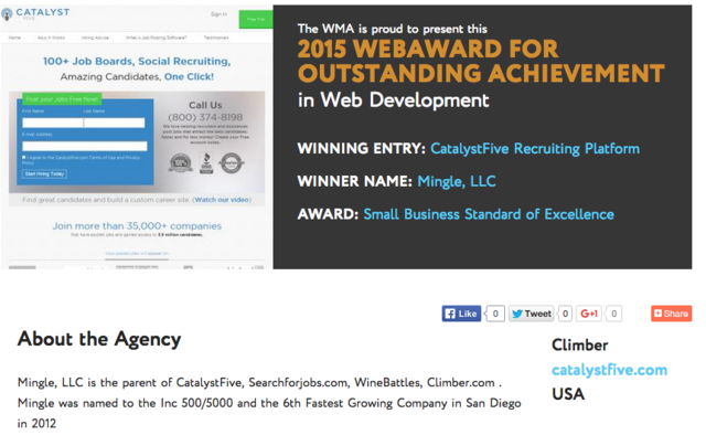 CatalystFive.com Wins Prestigious Award