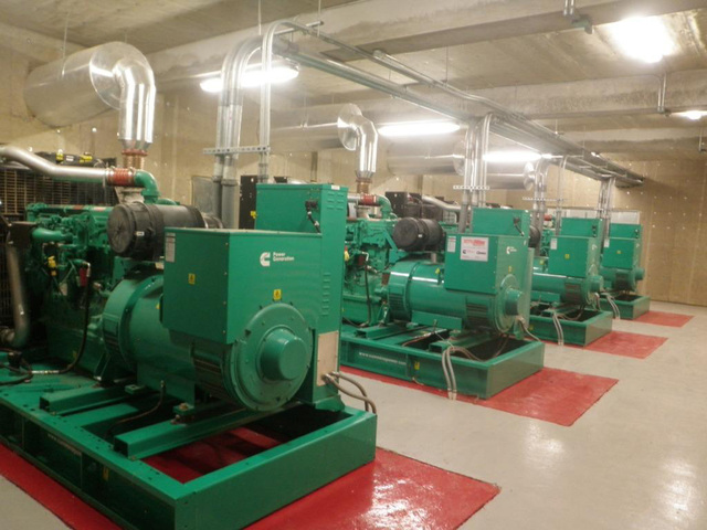 Generator room at the La Sarena superstore in Santo Domingo with QuietFiber noise absorbing material installed on the walls and ceiling.