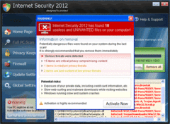 Internet Security 2012 uses warning message to frighten users