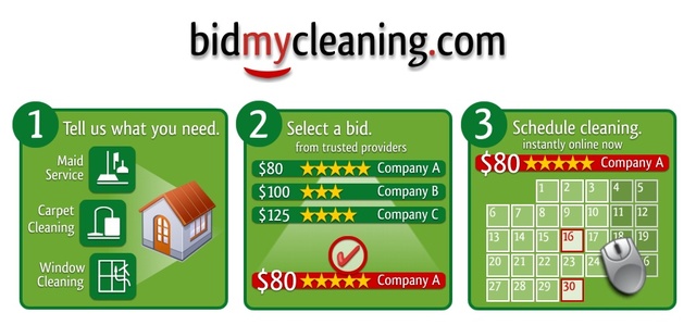 Instant bids and online scheduling for house cleaning services in three easy steps!