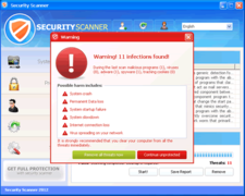 Security Scanner 2012's fake warning message
