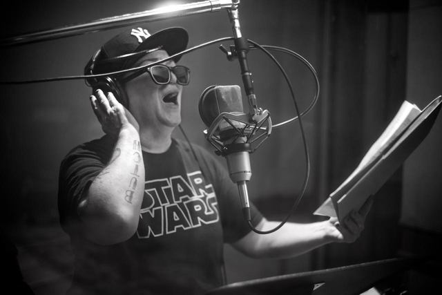 Lea DeLaria in her recording session for Skirtchasers. Photo credit Paul Morejón 
