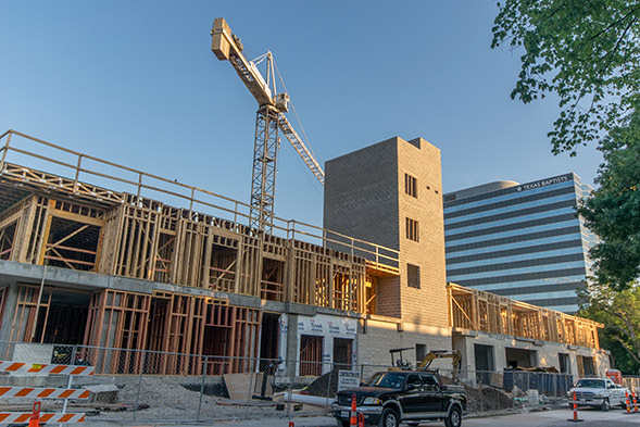 Recent photo of the Everton Apartment Building in Dallas Texas, now under construction by Bob Moore Construction