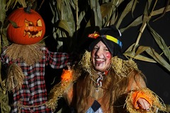 Not too scary--just fun! Actors portray characters suitable for families and kids on the main Haunted Forest Path at The Adventure Park at West Bloomfield.