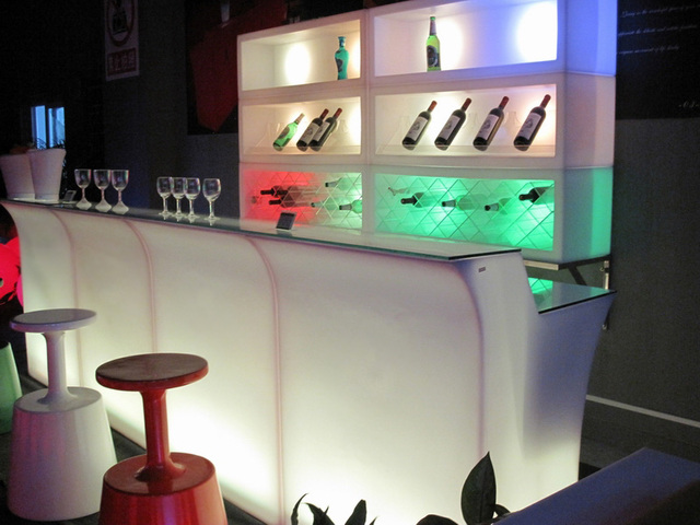 A visually appealing Special Event Rentals LED lit bar