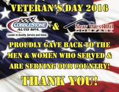 Cobblestone Auto Spa and New West Oil had the privilege of giving back to the retired and active servicemen and women that protect our country this Veteran's Day. 