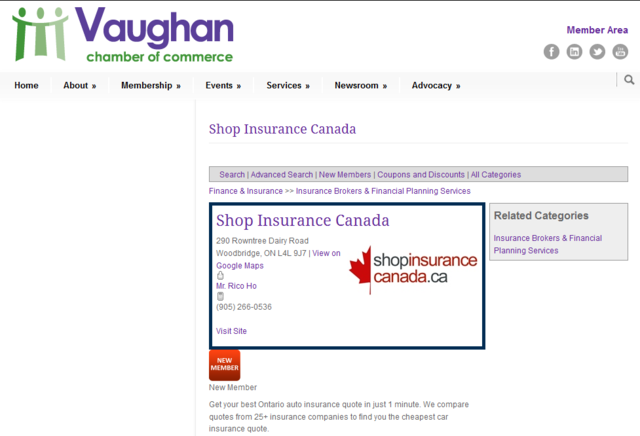 Shop Insurance Canada has joined the Vaughan Chamber of Commerce. The online insurance expert and host of a leading online quote engine...