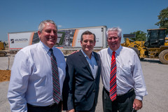 (l to r)Ed McGuire, President of Bob Moore Construction; Senator Ted Cruz; Phillip Bell, CEO of Bob Moore Construction - General Motors Automotive Logistics Center in Arlington, Texas.