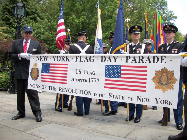 Preparing to March - Participants assemble at City Hall Park before the beginning of the 2011 Flag Day Parade.