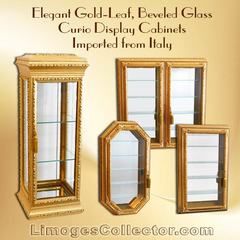 Italian Gold-Leaf Beveled Glass Curio Display Cabinets Arrive At LimogesCollector.com