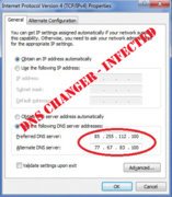 DNS Changer modifies Domain Name Service (DNS) settings