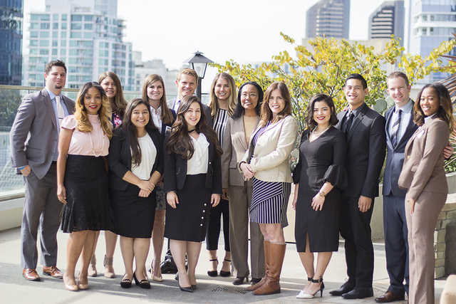 Thomas Jefferson School of Law's new attorneys with Dean Joan Bullock