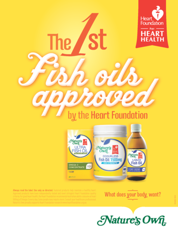Nature's Own fish oils, approved by the Australian National Heart Foundation