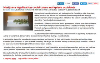 Marijuana legalization may cause workplace accidents