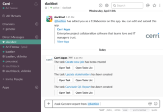 Cerri's Slack Integration Allows Users Even More Creative Ways to Manage Projects and Tasks