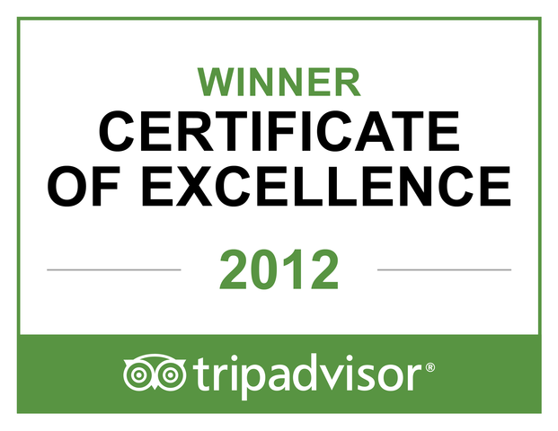 Winner of TripAdvisor's Certificate of Excellence 2012