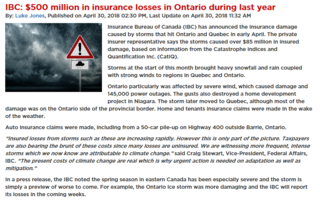 Insurance losses in Ontario worth over $500 million last year