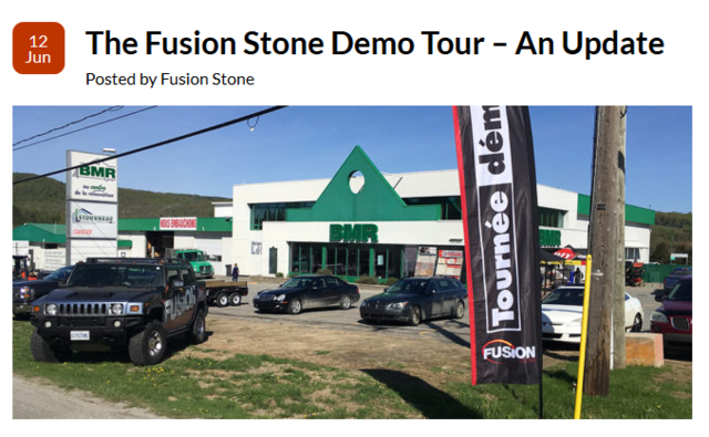 2017 was the inaugural year for the Fusion Stone Demo Tour. It was such a success in Ontario that the company extended the reach of the tour in 2018 to include Quebec during May and June.