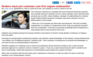 Underwriter argues that Brokers must put customer care first