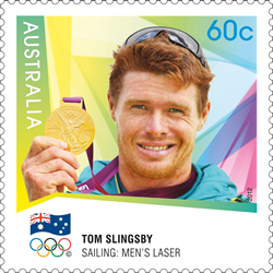 Tom Slingsby - Australia's first individual gold medallist to feature on a 2012 Australian Gold Medallist Stamp