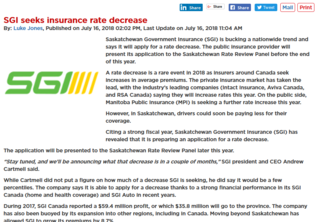 SGI to Seek Insurance Rate Decrease