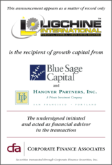 Corporate Finance Associates Advises Ligchine International, Inc. In The Recent Investment of Growth Capital by Blue Sag…