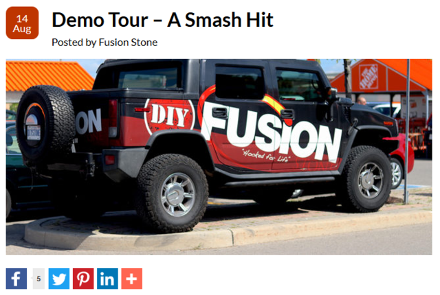 Fusion stone is of the opinion that its demo tour was a huge success. It's mid-summer in Ontario and the Fusion Stone Demo Tour continues to make its way across the province. 