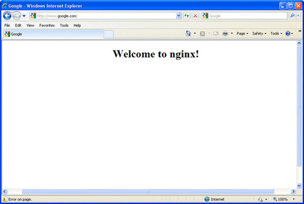 Nginx Virus redirects your browser to a blank web page which says 'Welcome to Nginx!'
