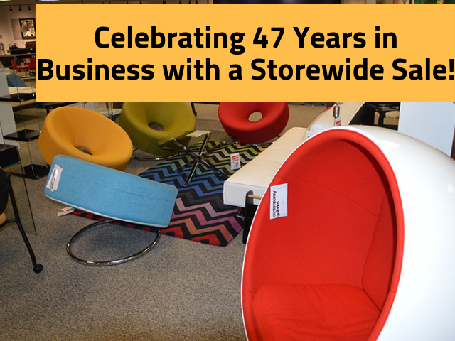 Find discounts on furniture, lighting, mattresses, and more when you stop into Contemporary Galleires this weekend as they celebrate 47 years in business with a storewide sale.