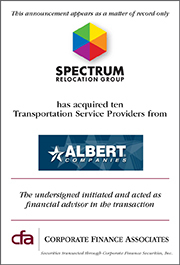 Corporate Finance Associates Advises Spectrum Relocation Group, Inc. in the Acquisition of Ten Companies