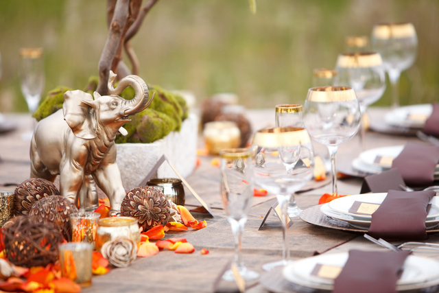 Fall table setting with warm colour palette.