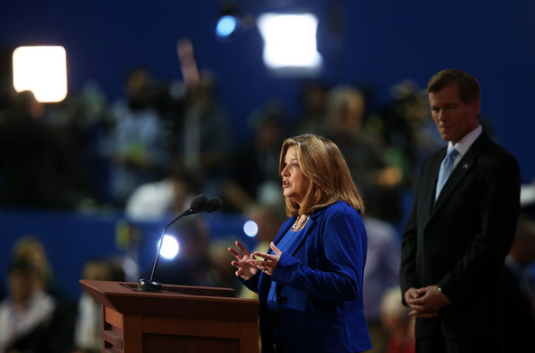 Bev Gray and Governor Bob McDonnell speak together at the Republican National Convention.