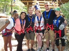 Best friends in the treetops. The Adventure Park is lots of fun to share with friends or family.