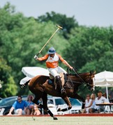 SkyView takes a shot during the first chukka of the 2019 Polo Classic