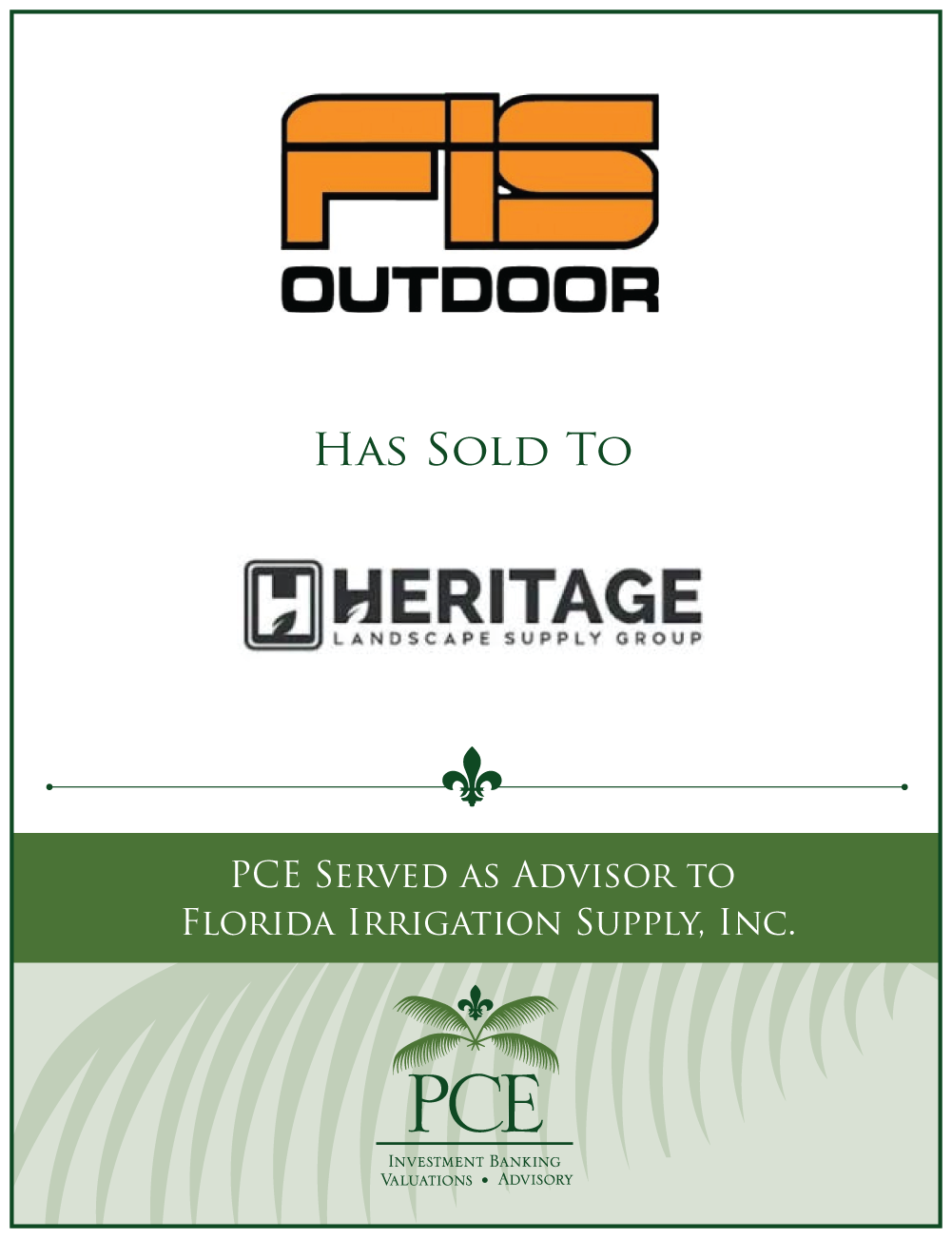 PCE Investment Bankers Announces Sale of FIS Outdoor