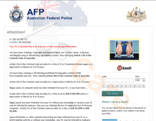 Australian Federal Police Ukash Virus Scams PC Users with Its Fake Police Alert