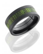 Jade Wood Inlaid Ring in Black Zirconium