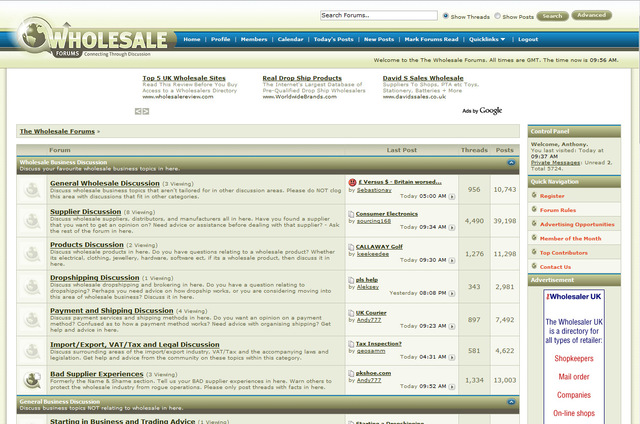 Homepage - The Wholesale Forums