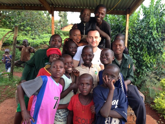 James Frost with the boys at the safe house in Kenya