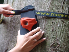 MONKEYS® simply strap around the tree. Easy-to-assemble, easy-to-remove. Take them wherever you can find a suitable tree to climb.